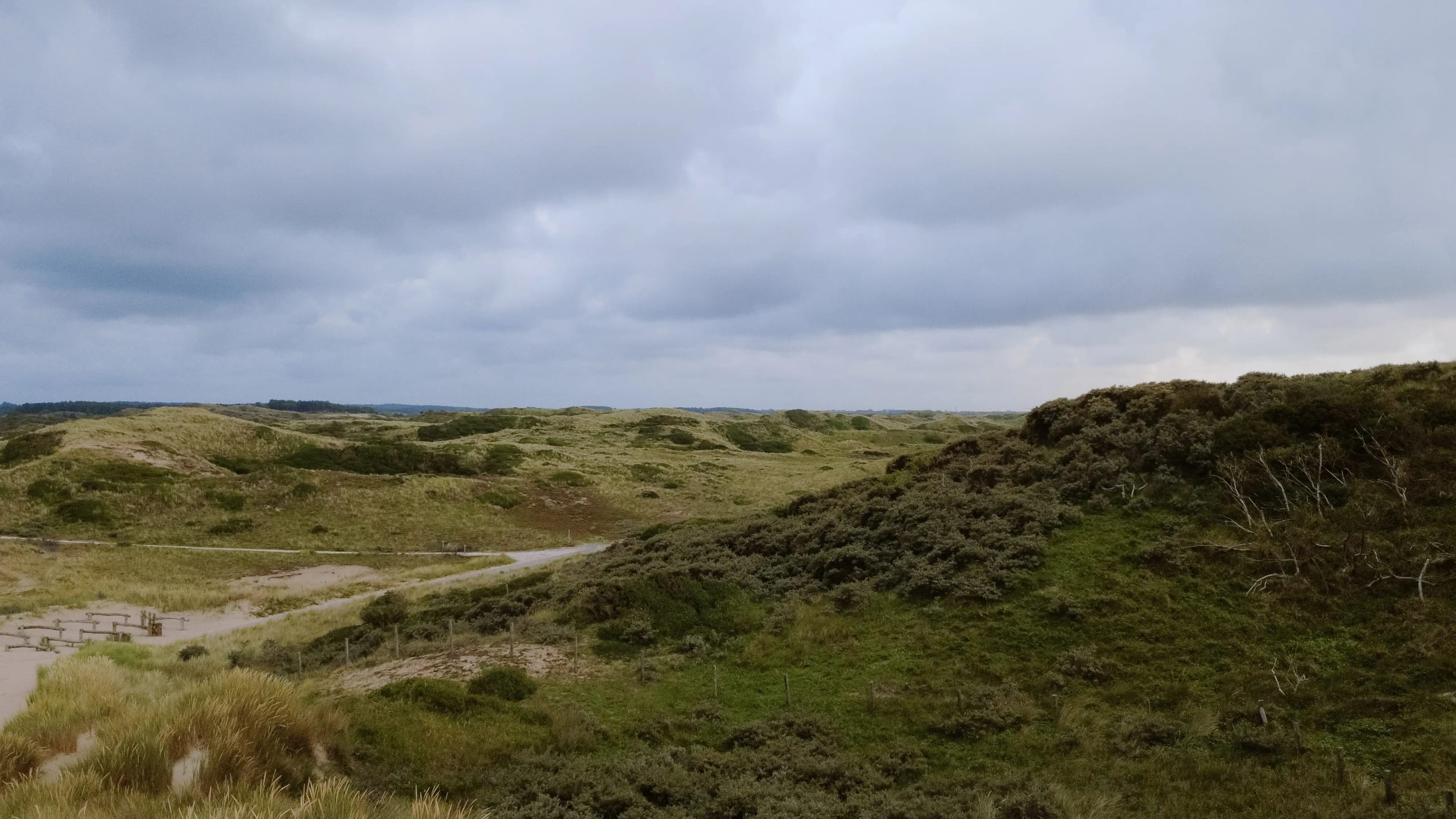 Landschap van de duinen in Bloemendaal onder een bewolkte lucht - locatie voor boudoir shoot